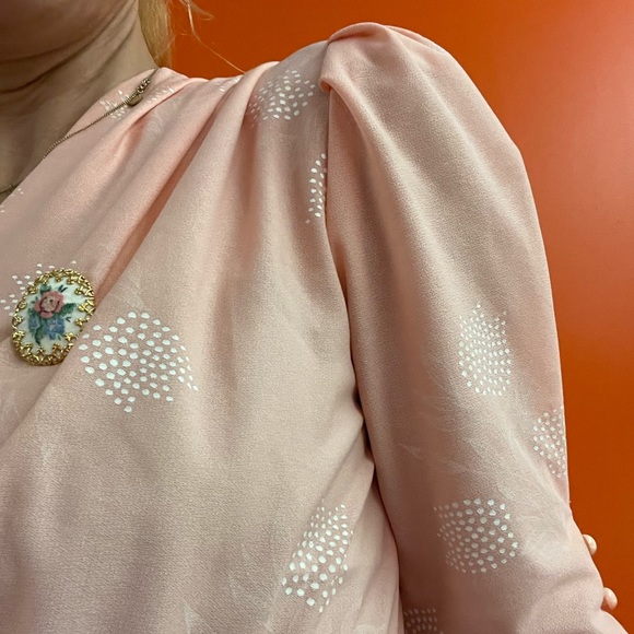 Blush pink vintage peplum knee length dress - Picture 8 of 17